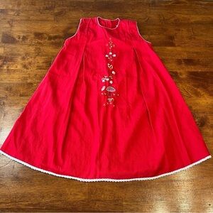 Strasburg red corduroy dress floral mushroom lady bug dress size 4